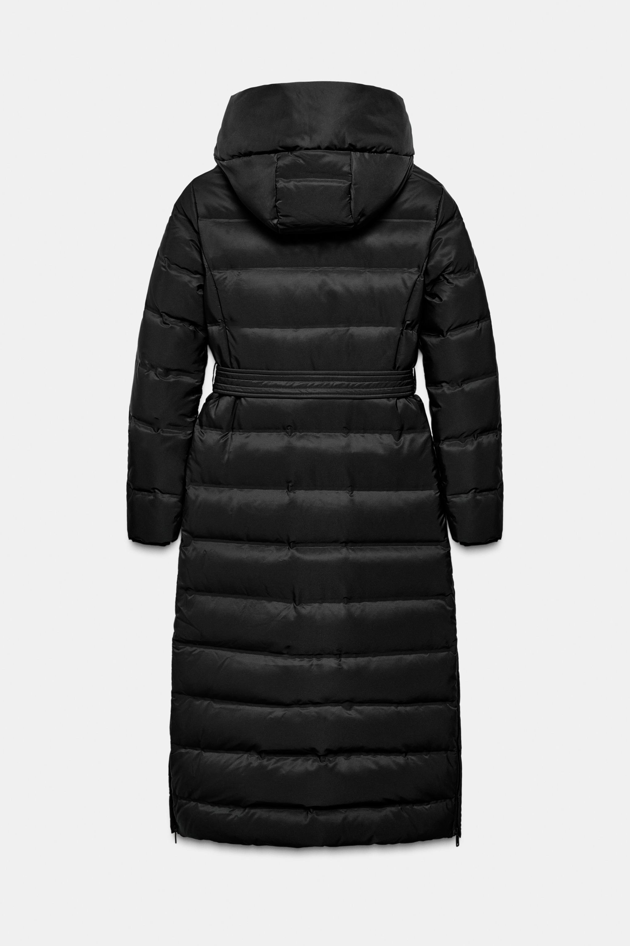 HOODIE BELTED WATER REPELLENT WINDPROOF DOWN COAT